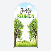 Aperturee - Aperturee Fresh Green Trees Scene Family Reunion Arch Backdrop
